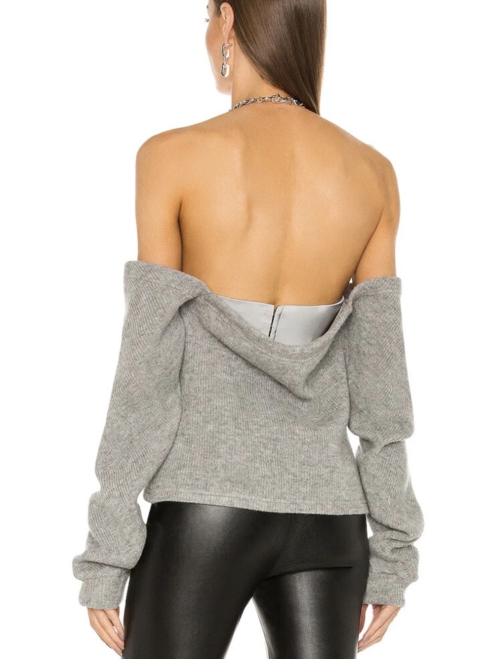 RtA Mandana Top Lead Crystal Grey Wool Knot Sexy Bustier Small - Picture 2 of 8